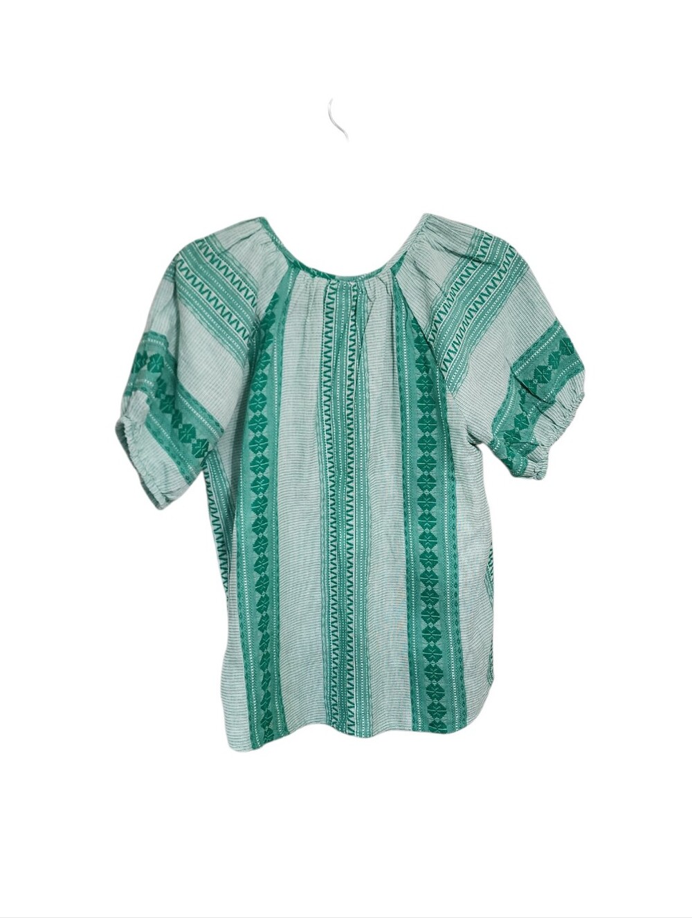 Ivy Jane Green White Oversized Peasant Top S Flowy Boho Indie Hippie NWT - Picture 2 of 5